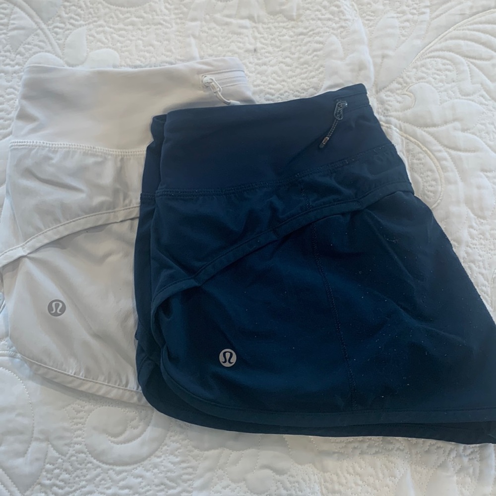 Pair of lululemon shorts. Dark blue/white. Size 6